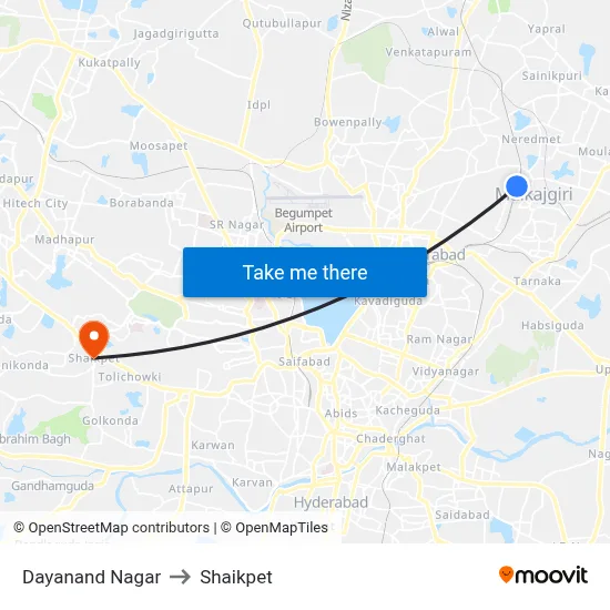 Dayanand Nagar to Shaikpet map