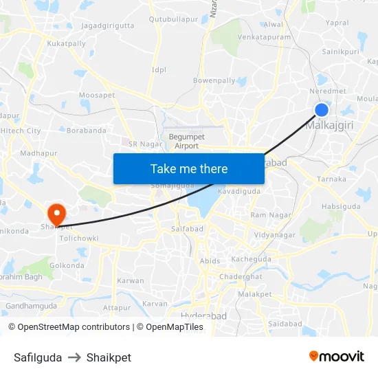 Safilguda to Shaikpet map
