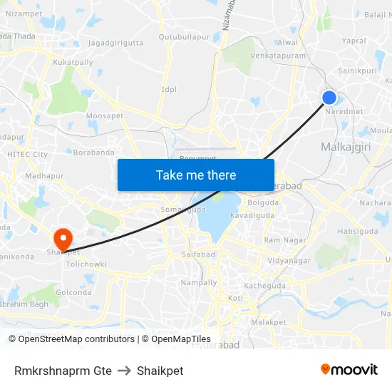 Rmkrshnaprm Gte to Shaikpet map