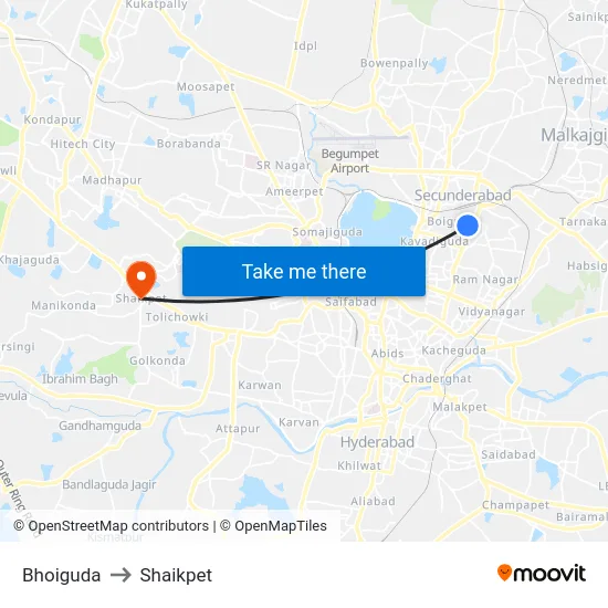 Bhoiguda to Shaikpet map