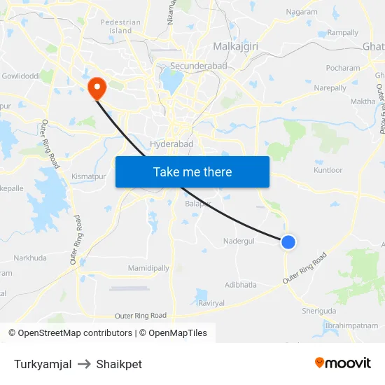 Turkyamjal to Shaikpet map