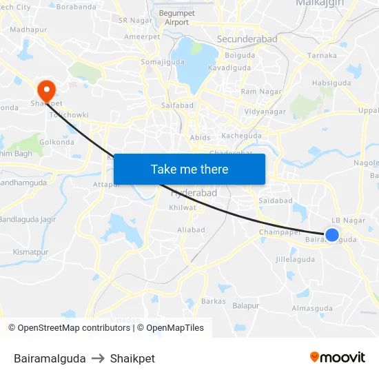 Bairamalguda to Shaikpet map