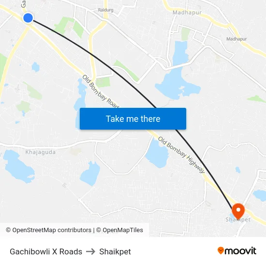 Gachibowli X Roads to Shaikpet map