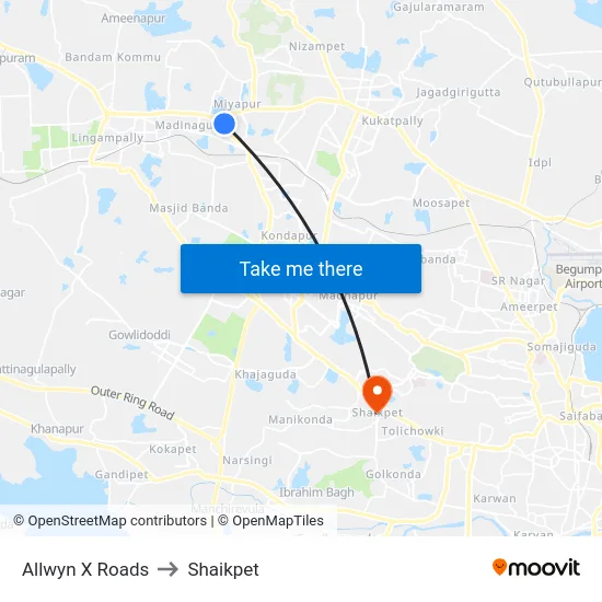 Allwyn X Roads to Shaikpet map