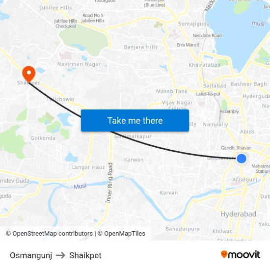 Osmangunj to Shaikpet map