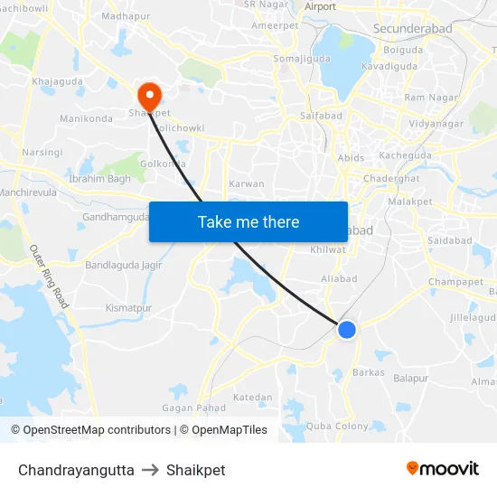Chandrayangutta to Shaikpet map