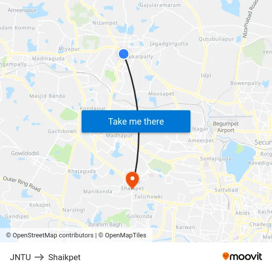 JNTU to Shaikpet map
