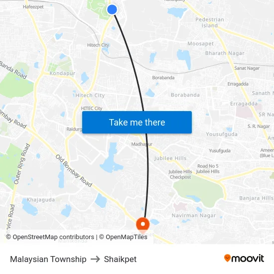 Malaysian Township to Shaikpet map