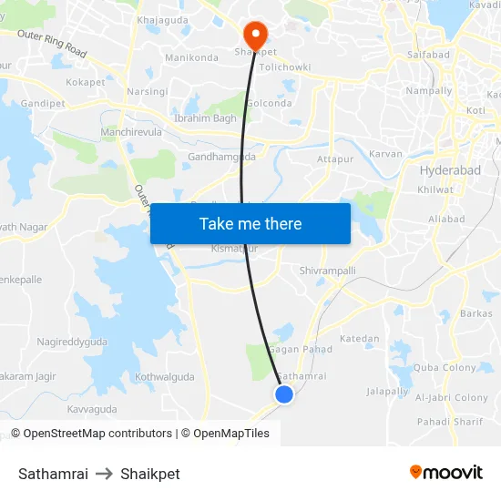 Sathamrai to Shaikpet map