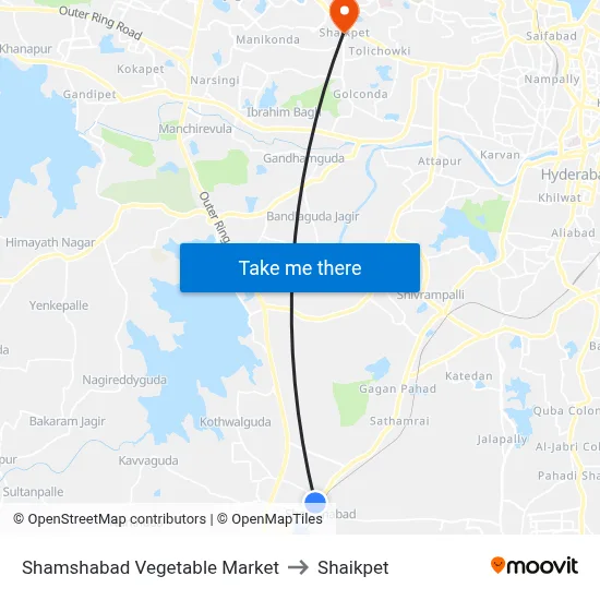 Shamshabad Vegetable Market to Shaikpet map