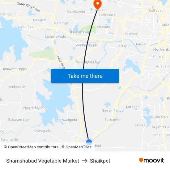 Shamshabad Vegetable Market to Shaikpet map