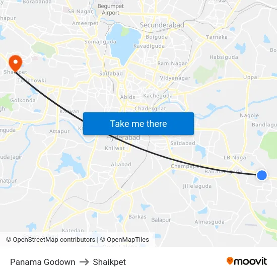 Panama Godown to Shaikpet map