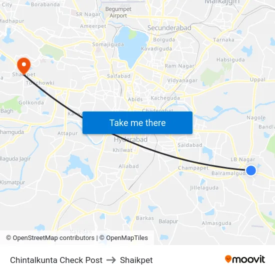 Chintalkunta Check Post to Shaikpet map