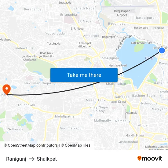 Ranigunj to Shaikpet map