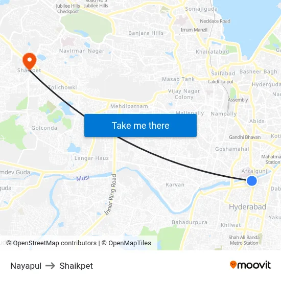 Nayapul to Shaikpet map