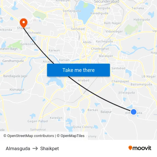 Almasguda to Shaikpet map
