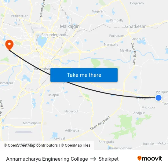 Annamacharya Engineering College to Shaikpet map