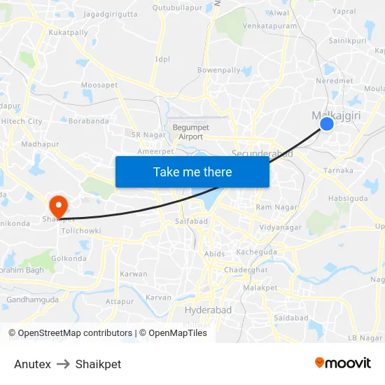 Anutex to Shaikpet map