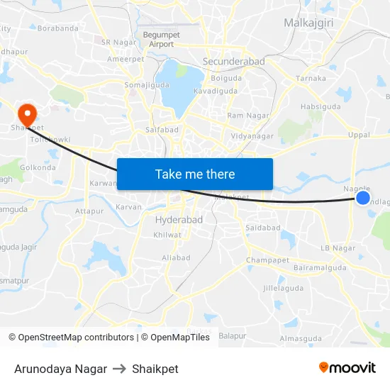 Arunodaya Nagar to Shaikpet map