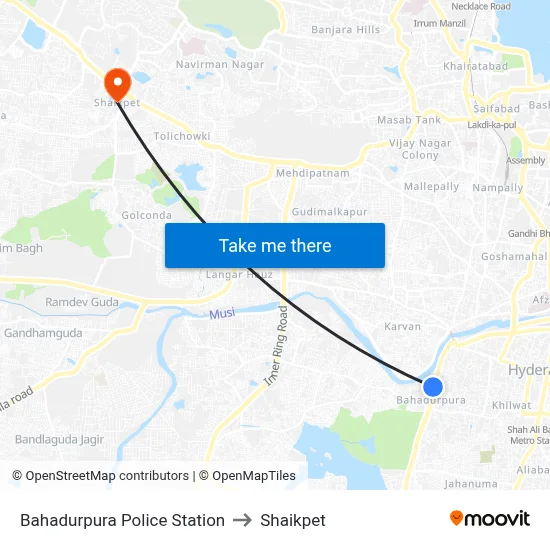 Bahadurpura Police Station to Shaikpet map