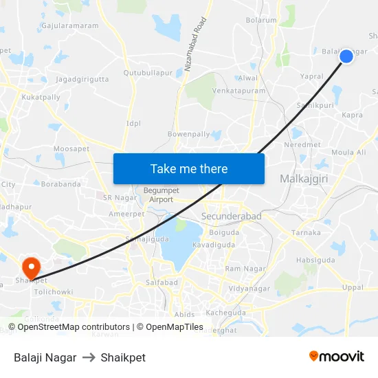 Balaji Nagar to Shaikpet map