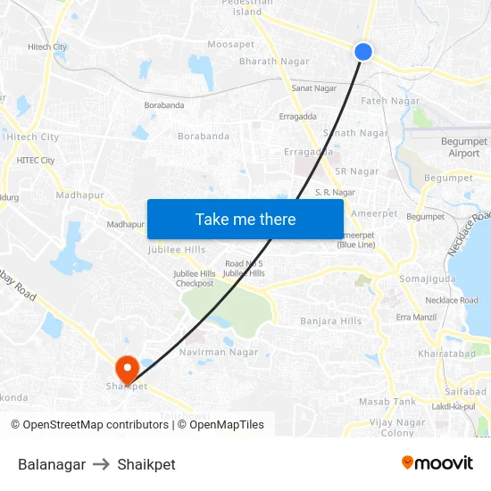 Balanagar to Shaikpet map