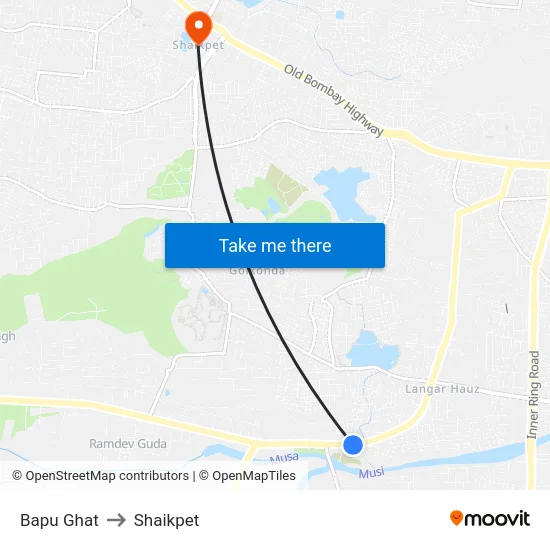 Bapu Ghat to Shaikpet map
