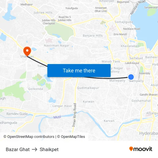 Bazar Ghat to Shaikpet map
