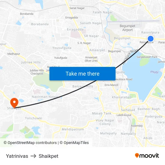 Yatrinivas to Shaikpet map