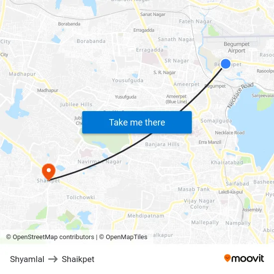 Shyamlal to Shaikpet map