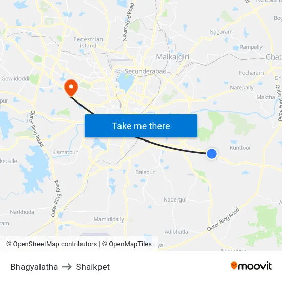 Bhagyalatha to Shaikpet map