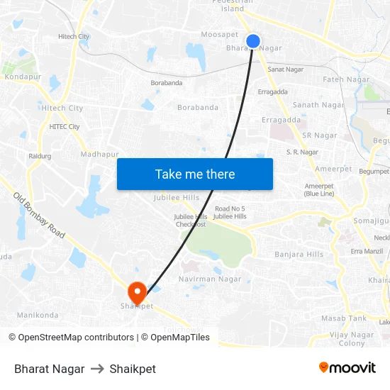 Bharat Nagar to Shaikpet map