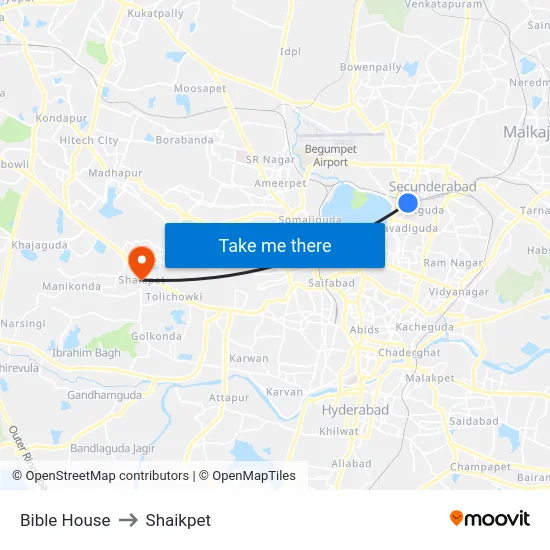 Bible House to Shaikpet map