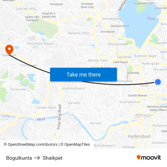 Bogulkunta to Shaikpet map
