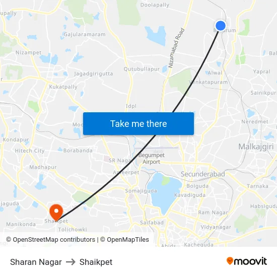 Sharan Nagar to Shaikpet map