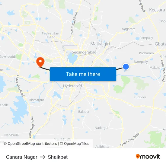 Canara Nagar to Shaikpet map