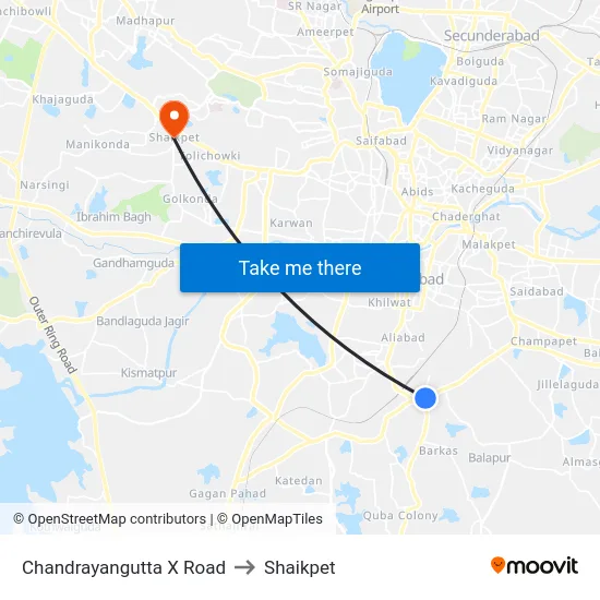 Chandrayangutta X Road to Shaikpet map
