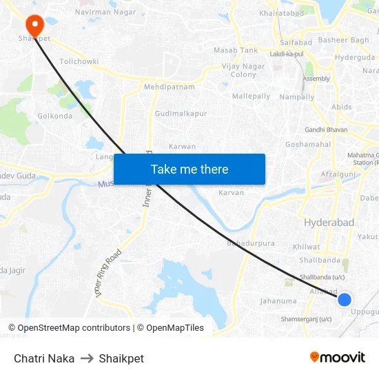 Chatri Naka to Shaikpet map