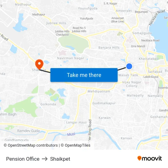 Pension Office to Shaikpet map