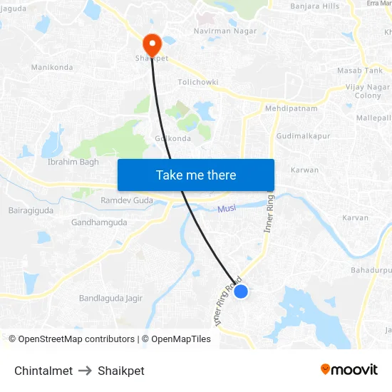 Chintalmet to Shaikpet map