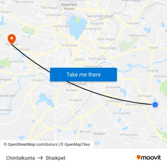 Chintalkunta to Shaikpet map
