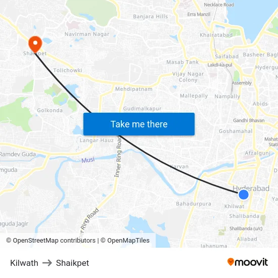 Kilwath to Shaikpet map