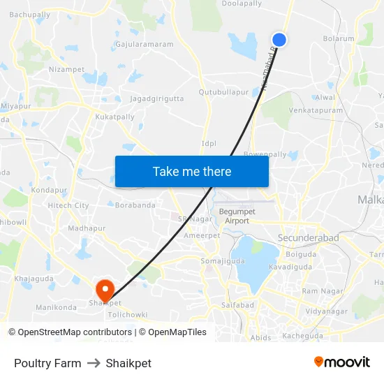 Poultry Farm to Shaikpet map