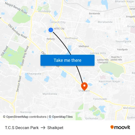 T.C.S Deccan Park to Shaikpet map