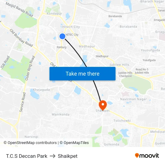 T.C.S Deccan Park to Shaikpet map