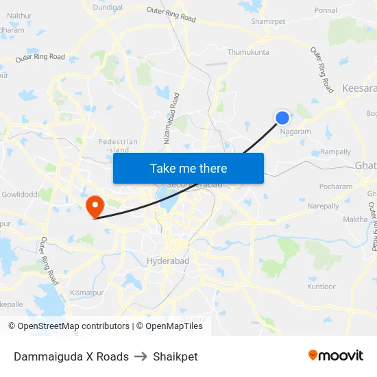 Dammaiguda X Roads to Shaikpet map