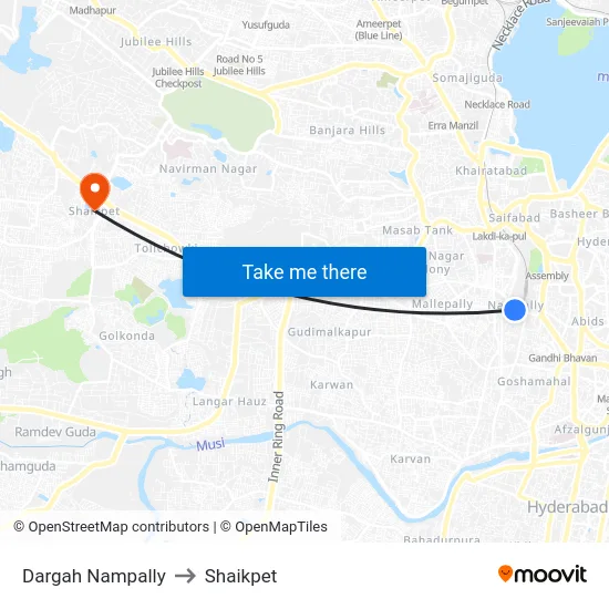 Dargah Nampally to Shaikpet map