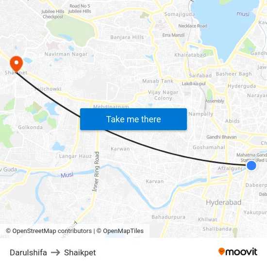 Darulshifa to Shaikpet map