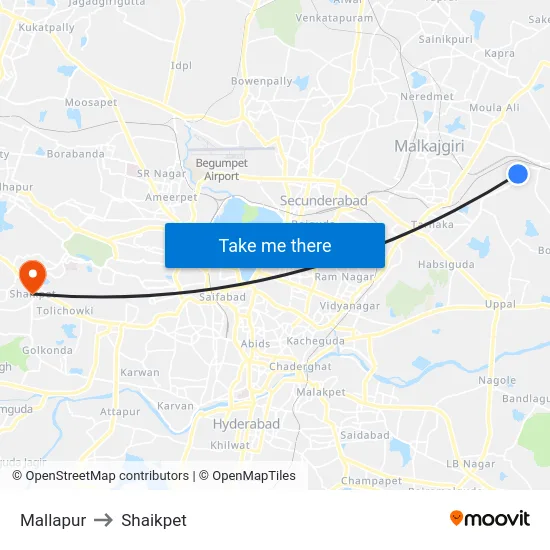 Mallapur to Shaikpet map