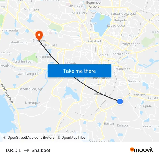 D.R.D.L to Shaikpet map